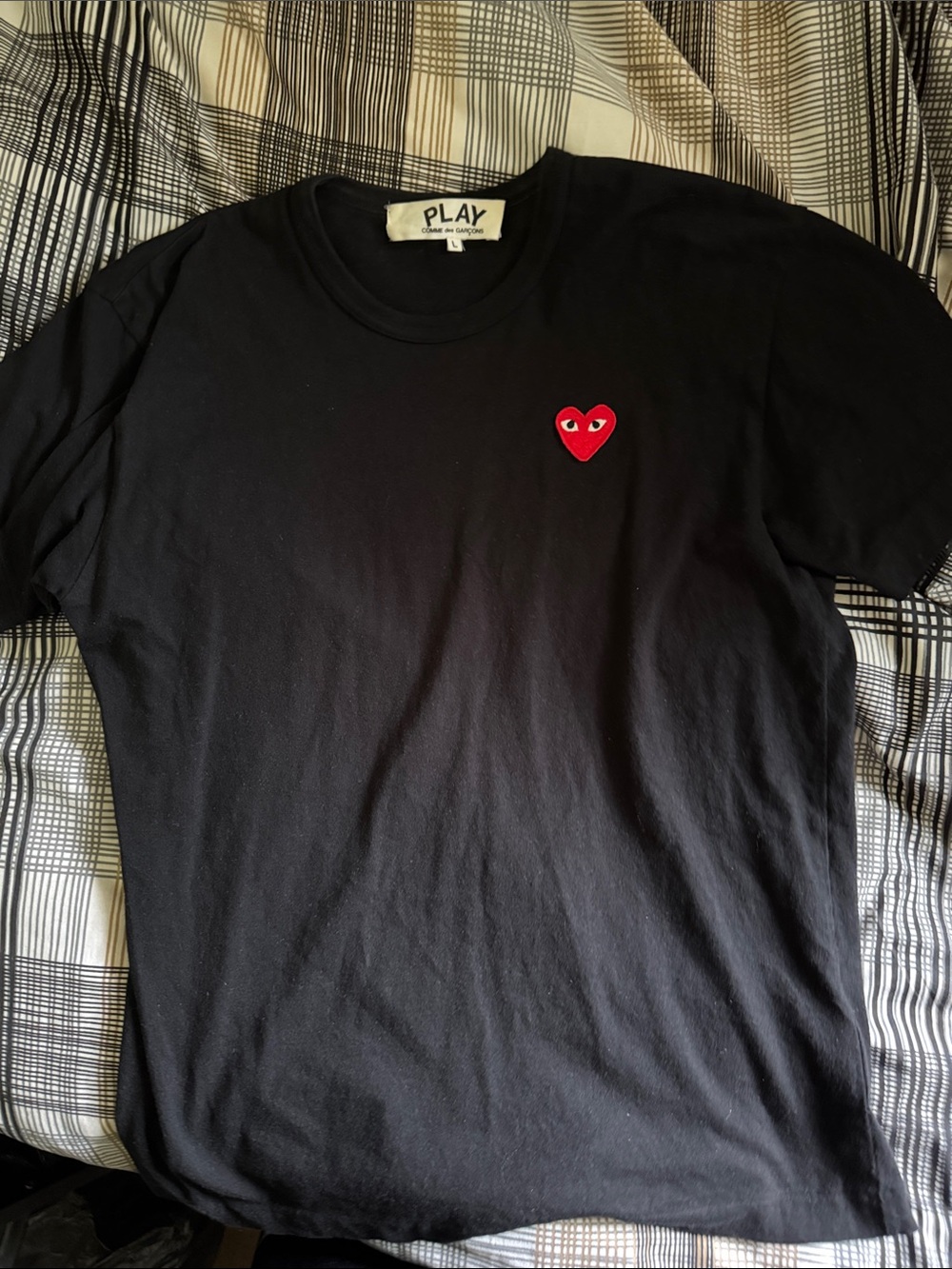 Comme des Garcons PLAY Black Tee with Red Heart Logo